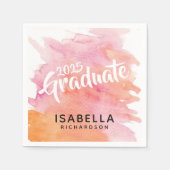 2025年卒業ピンクとオレンジ色 スタンダードカクテルナプキン (正面)