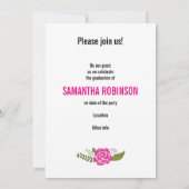 2025年卒業ピンクのフローラ縁ど写真 招待状 (裏面)