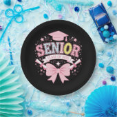 2025年卒業ピンクコケット弓の上級クラス ペーパープレート (パーティー)