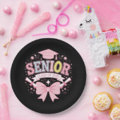 2025年卒業ピンクコケット弓の上級クラス ペーパープレート (パーティー)