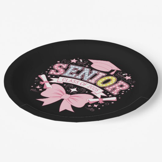 2025年卒業ピンクコケット弓の上級クラス ペーパープレート (アングル)