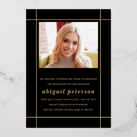 2025年卒業フォイル発表のブラッククラス 箔招待状 (裏面)