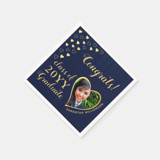2025年卒業フォトブルー卒業会のクラス スタンダードカクテルナプキン (角)