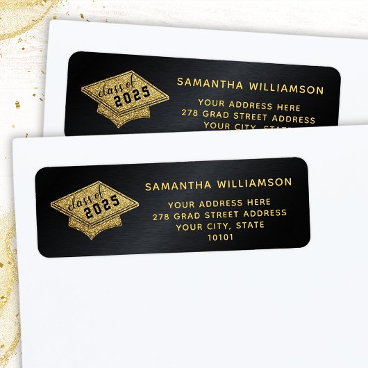 2025年卒業ブラックと金ゴールドクラス ラベル