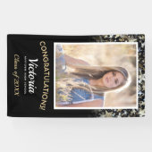 2025年卒業ブラックと金ゴールド写真 横断幕 (横)