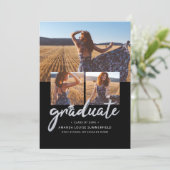 2025年卒業ブラックスクリプトグラードフォトコラージュ 案内状 (スタンド正面)