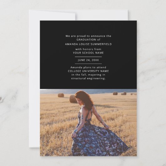 2025年卒業ブラックスクリプトグラードフォトコラージュ 案内状 (裏面)