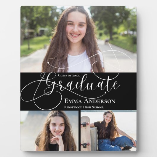 2025年卒業ブラックフォトギフト数々ののクラス フォトプラーク (正面)