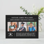 2025年卒業ブラック3写真卒業 招待状 (スタンド正面)