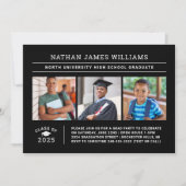 2025年卒業ブラック3写真卒業 招待状 (正面)