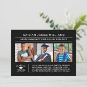 2025年卒業ブラック3写真卒業 招待状 (スタンド正面)