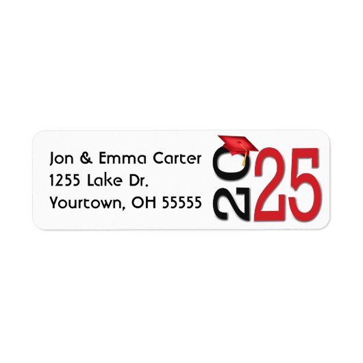 2025年卒業ブラック&レッドスクールカラー ラベル (正面)