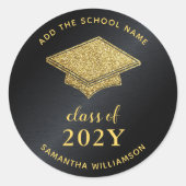 2025年卒業ブラック&金ゴールド卒業 ラウンドシール (正面)