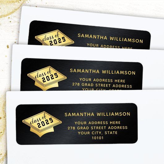 2025年卒業ブラック&金ゴールド卒業 ラベル