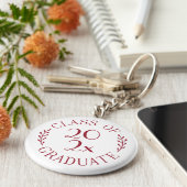 2025年卒業ブルゴーニュタイポグラフィホワイト キーホルダー (側面)