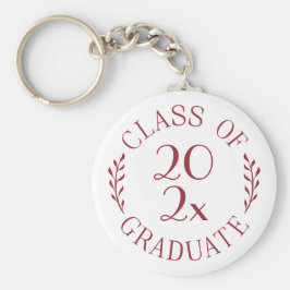 2025年卒業ブルゴーニュタイポグラフィホワイト キーホルダー