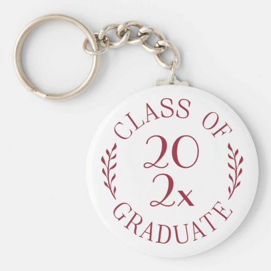 2025年卒業ブルゴーニュタイポグラフィホワイト キーホルダー (正面)