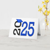 2025年卒業ブルーとブラックスクールカラー カード (黄色い花)