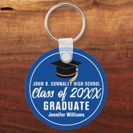 2025年卒業ブルーホワイトパーソナライズされたクラス キーホルダー