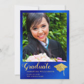 2025年卒業ブルー王室の金ゴールド卒業 案内状 (正面)