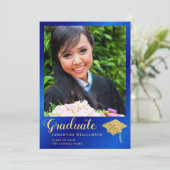 2025年卒業ブルー王室の金ゴールド卒業 案内状 (スタンド正面)