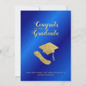 2025年卒業ブルー王室の金ゴールド卒業 案内状 (裏面)