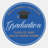 2025年卒業ブルー金ゴールドカスタム学校卒業 ラウンドシール (正面)