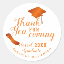 2025年卒業ホワイトとオレンジのクラスありがとう ラウンドシール