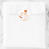 2025年卒業ホワイトとオレンジのクラスありがとう ラウンドシール (バッグ)