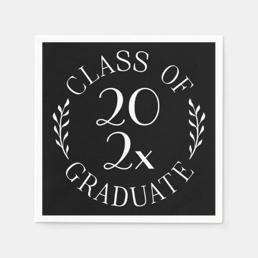 2025年卒業ホワイトタイポグラフィ スタンダードカクテルナプキン (正面)