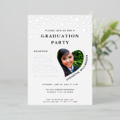 2025年卒業ホワイト&シルバー 箔招待状 (立ち正面)