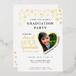 2025年卒業ホワイト&金ゴールド卒業 箔招待状