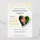 2025年卒業ホワイト&金ゴールド卒業 箔招待状 (正面)