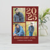 2025年卒業マルーン印刷可能クラス 招待状 (スタンド正面)