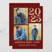 2025年卒業マルーン印刷可能クラス 招待状 (正面/裏面)