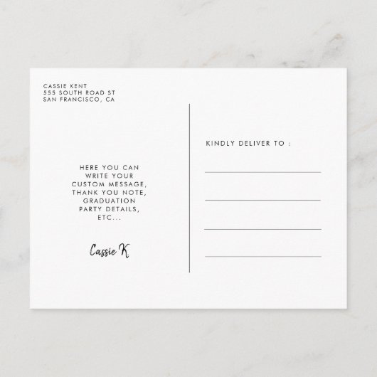 2025年卒業写真エレガントのクラス ポストカード (裏面)