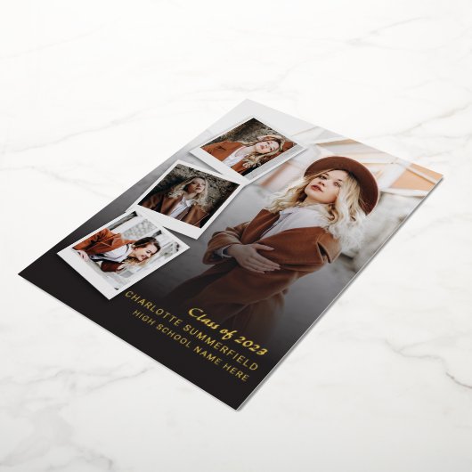 2025年卒業写真グラードゴールドフォイル発表 箔招待状 (回転した状態)