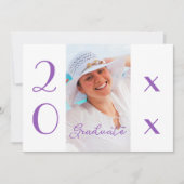 2025年卒業写真バイオレットモダンスクリプト 招待状 (正面)