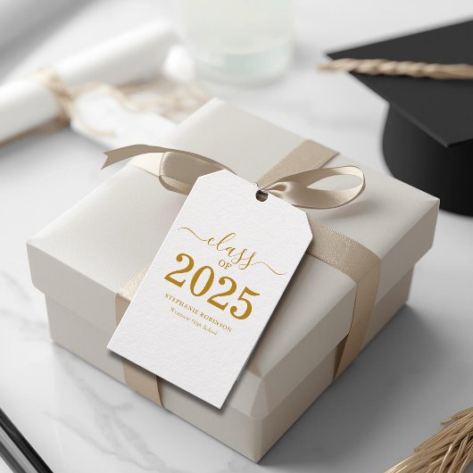2025年卒業式 ゴールドスクリプト ギフトタグ
