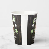 2025年卒業淡い色のグリーンぼやけ文字と写真 紙コップ (左)