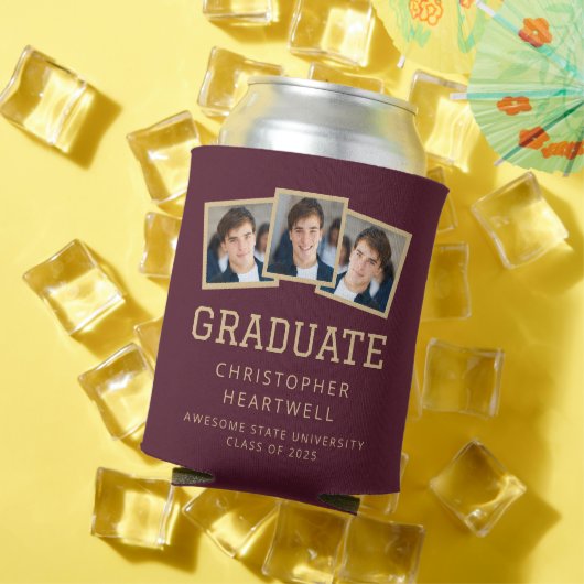 2025年卒業生3-Photo Burgundy金ゴールドスポーティ 缶クーラー (インサイチュ 夏)