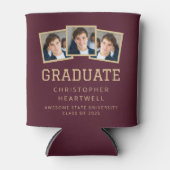 2025年卒業生3-Photo Burgundy金ゴールドスポーティ 缶クーラー (正面)