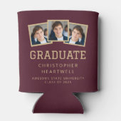 2025年卒業生3-Photo Burgundy金ゴールドスポーティ 缶クーラー (裏面)