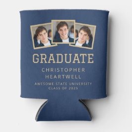 2025年卒業生3-Photo Navy Blue金ゴールドスポーティ 缶クーラー