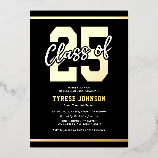 2025年卒業男らし党の種類 箔招待状 (正面)