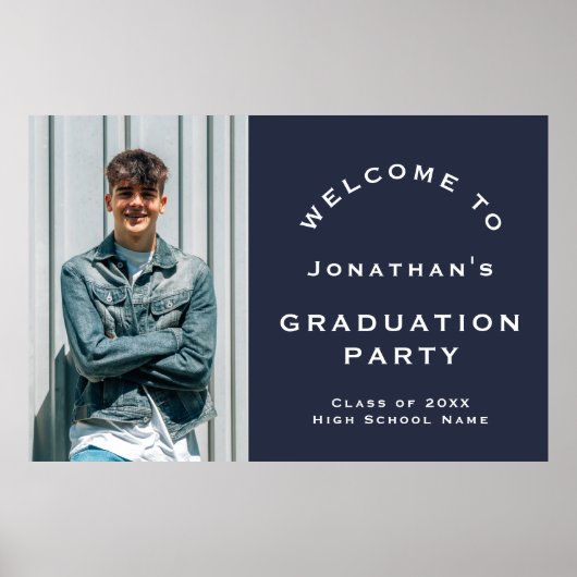 2025年卒業男写真ウェルカム卒業パーティー海軍 ポスター (正面)