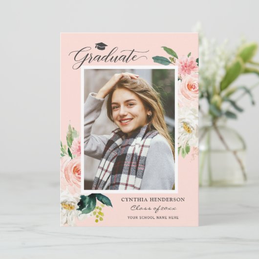 2025年卒業赤面ピンクフローラ女子卒業 案内状 (スタンド正面)