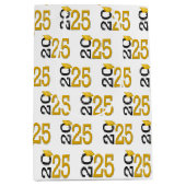 2025年卒業金ゴールドとブラック ミディアムペーパーバッグ (正面)