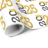 2025年卒業金ゴールドとブラック ラッピングペーパー (ロールコーナー)