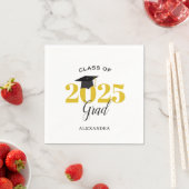 2025年卒業金ゴールドモダンとブラックのクラス スタンダードカクテルナプキン (インサイチュ)